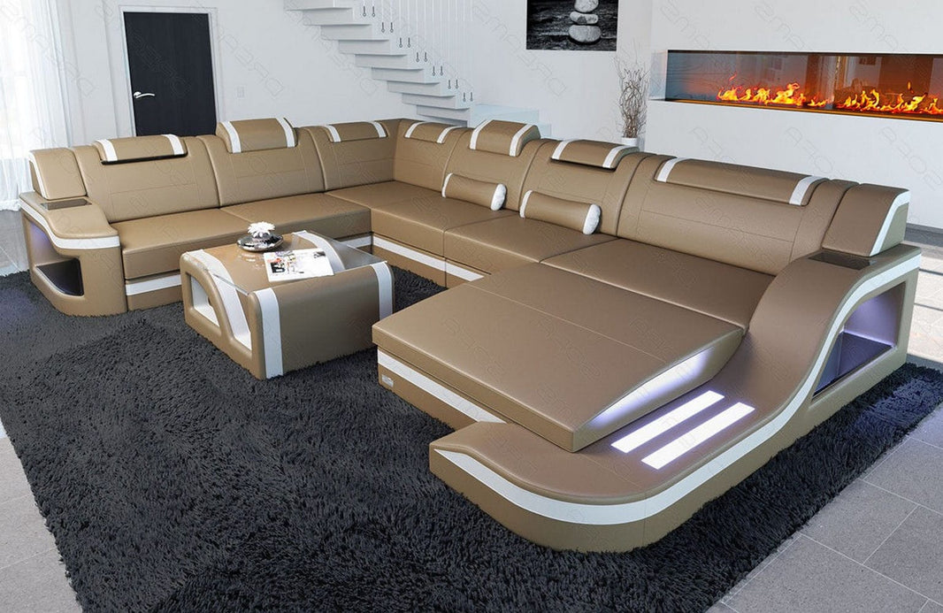 XXL Wohnlandschaft Palermo U-Form aus Leder