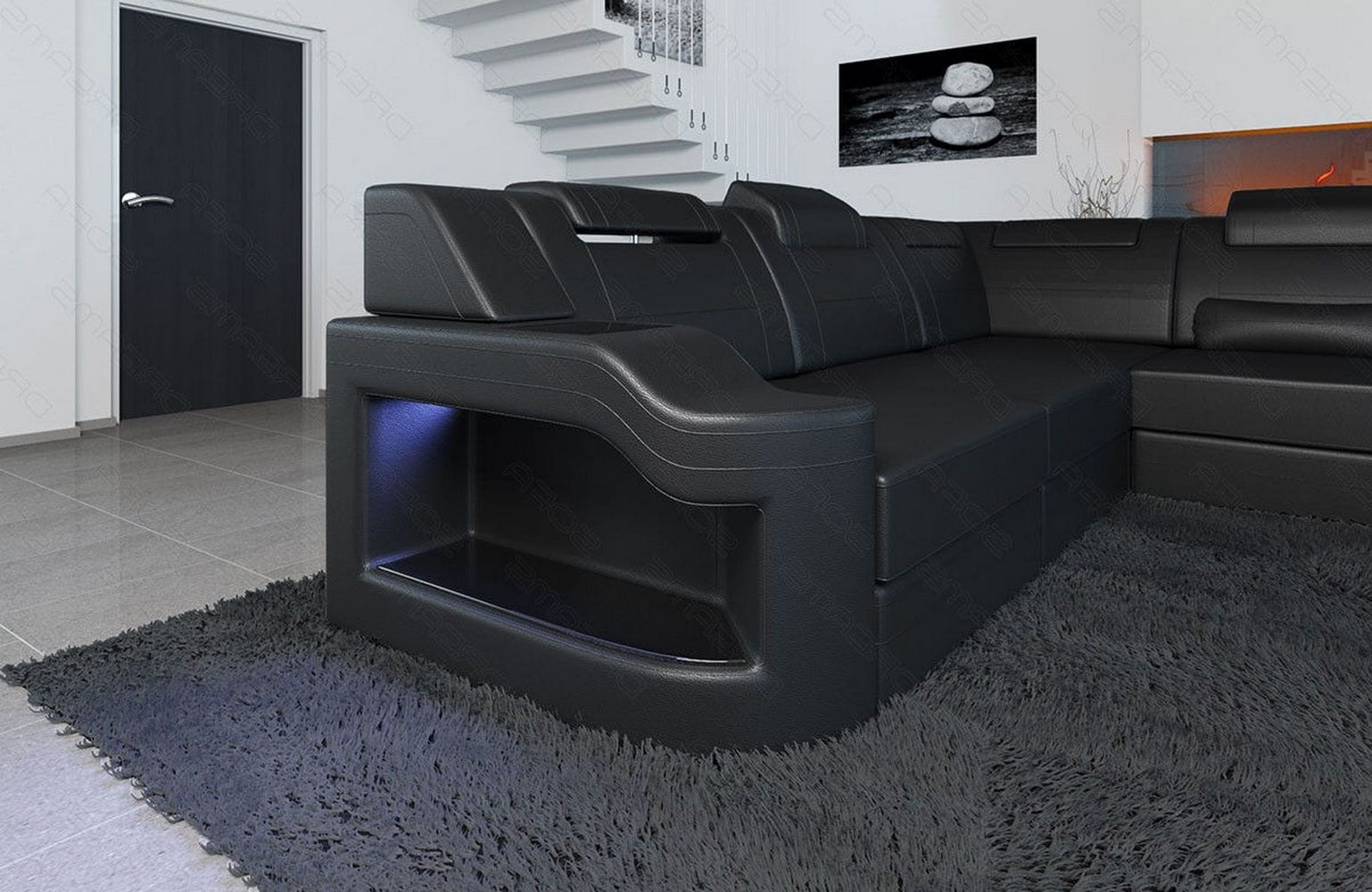 XL Leder Wohnlandschaft Palermo – Komfort & Stil schwarz