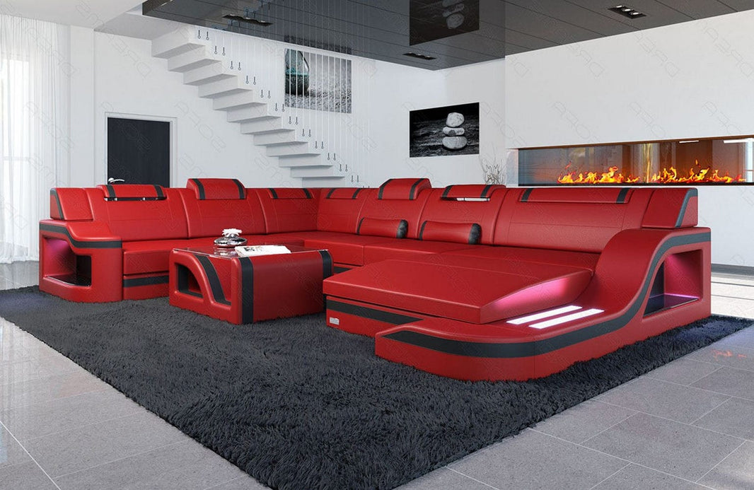 XXL Wohnlandschaft Palermo U-Form aus Leder