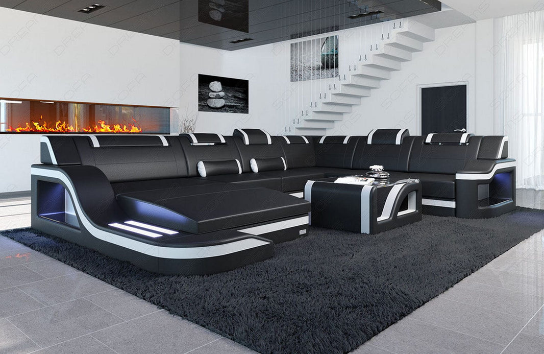 XXL Wohnlandschaft Palermo U-Form aus Leder