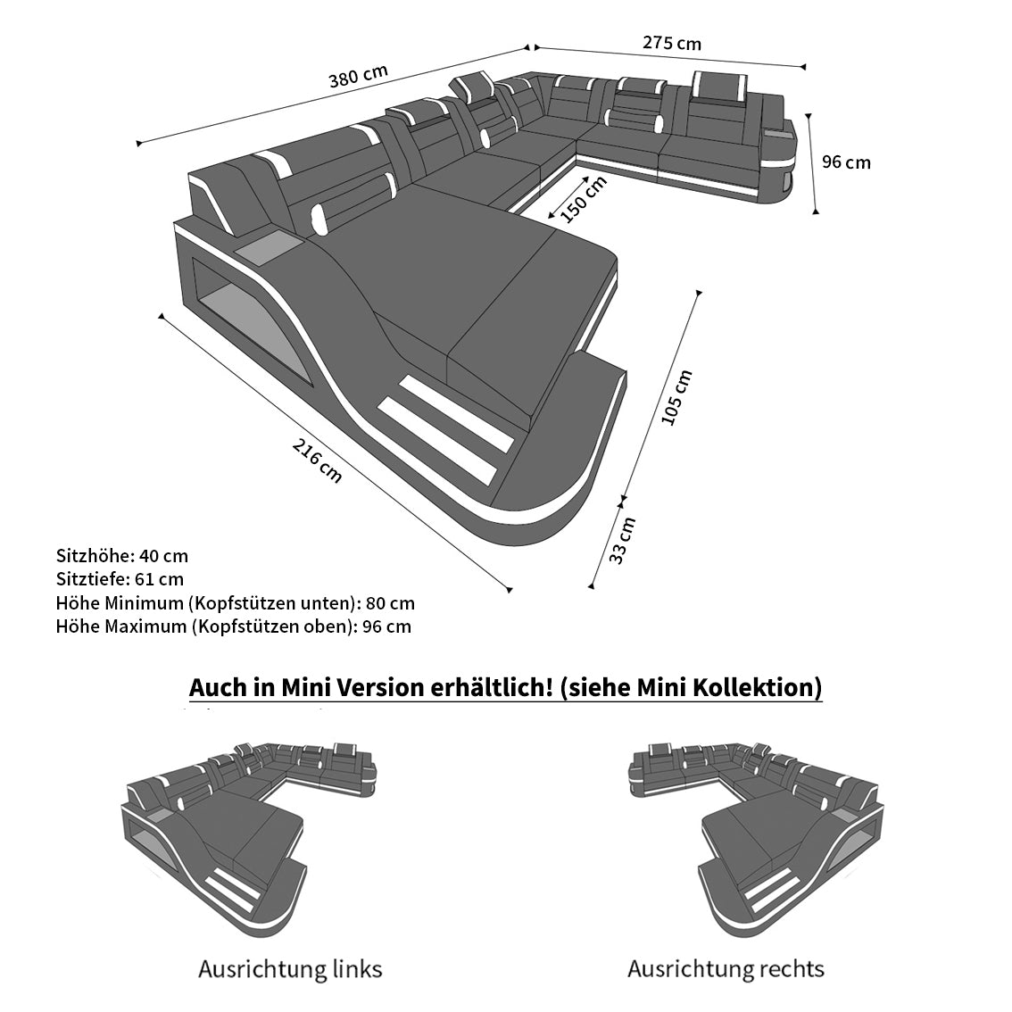XL Leder Wohnlandschaft Palermo – Komfort & Stil