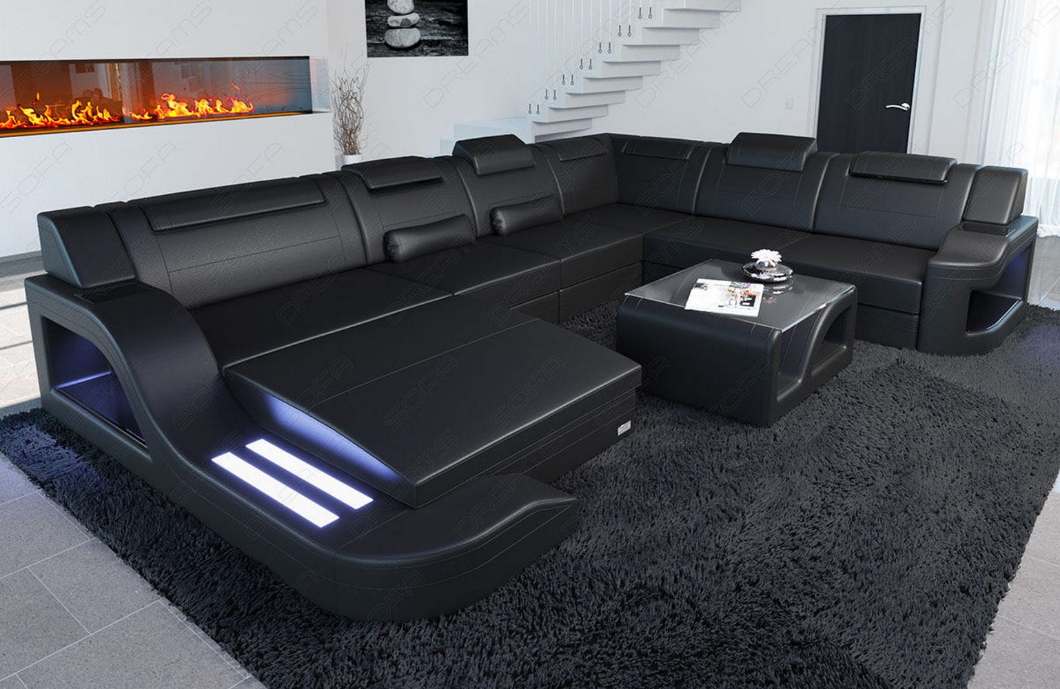 XL Leder Wohnlandschaft Palermo – Komfort & Stil schwarz