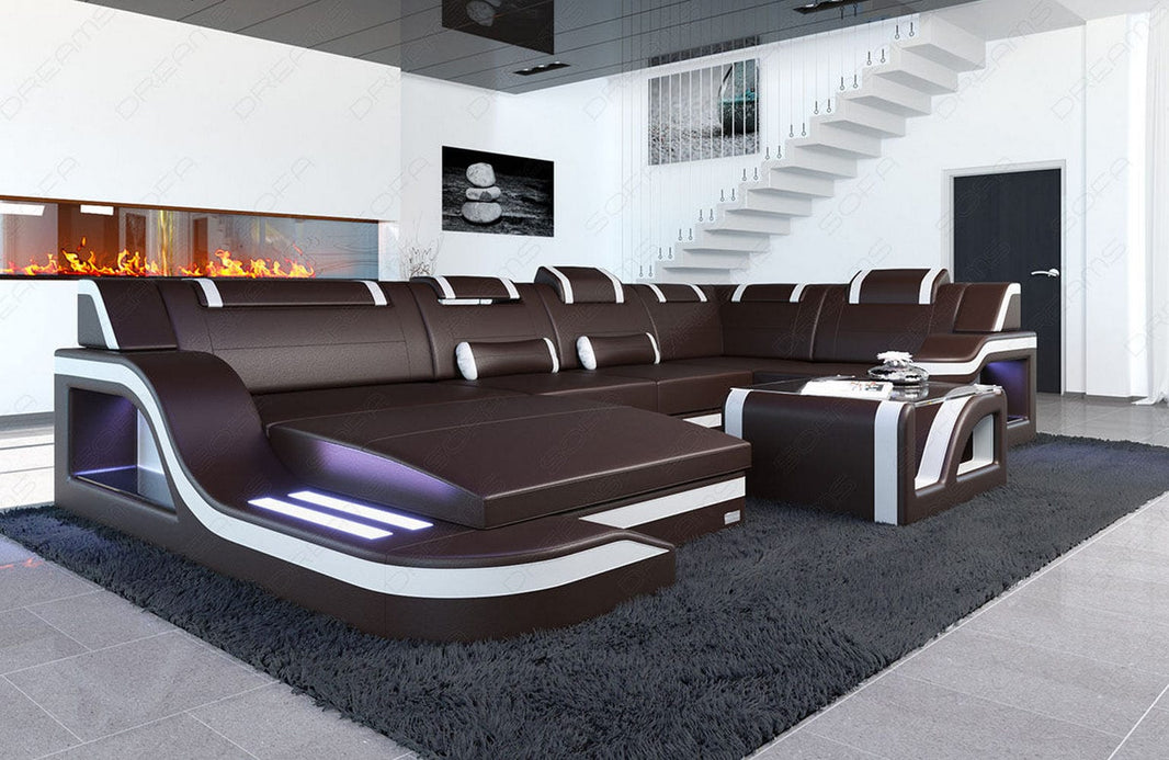 Mini Wohnlandschaft Palermo U-Form aus Leder
