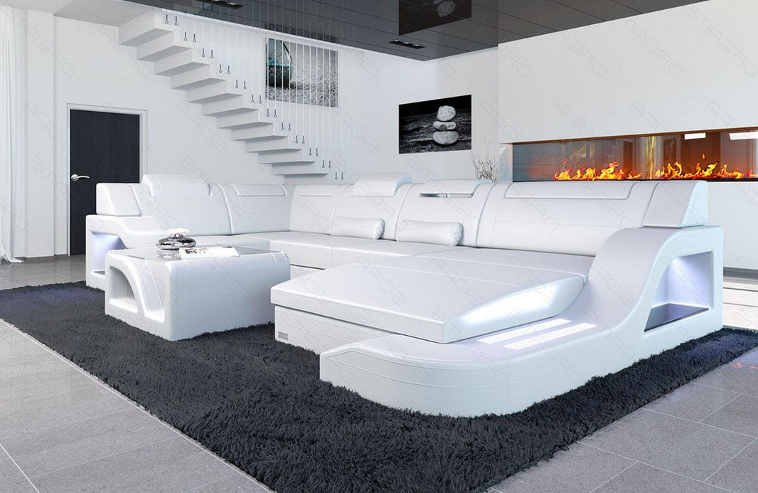 Mini Wohnlandschaft Palermo U-Form aus Leder