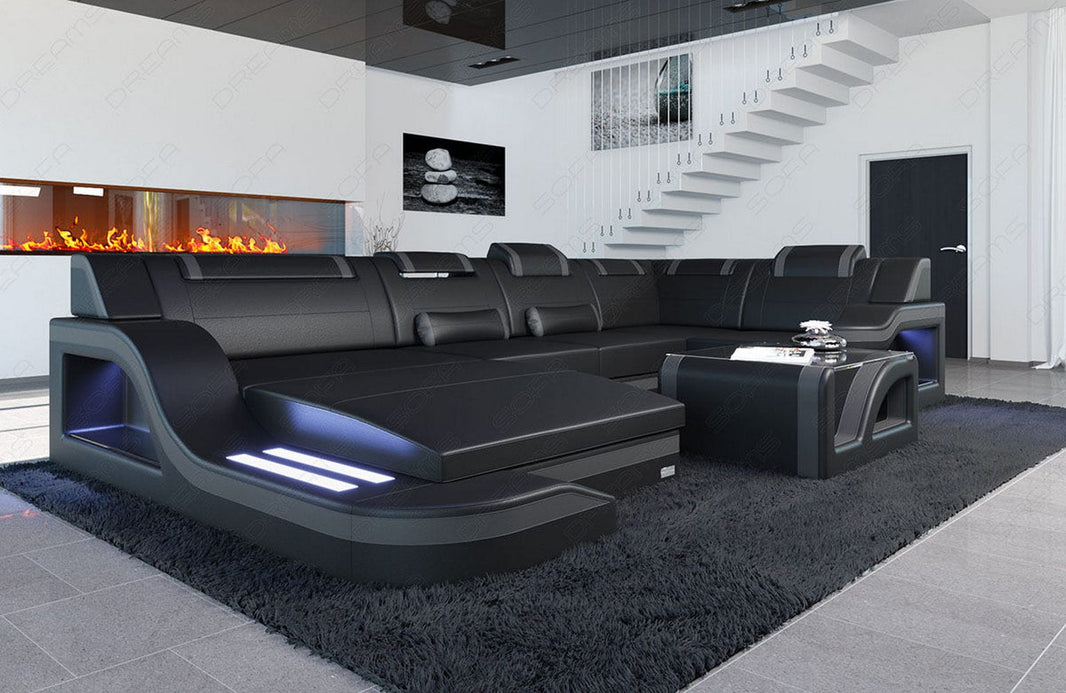 Wohnlandschaft Palermo U-Form in Leder
