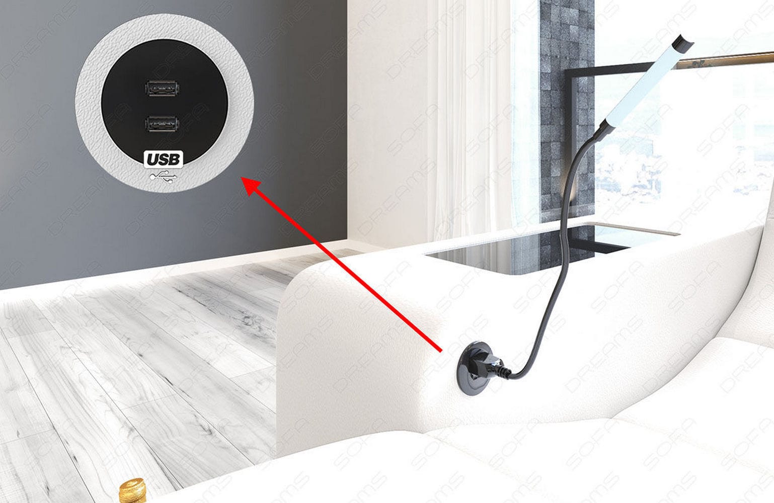 Relax-Wohnlandschaft Wave mit LED-Beleuchtung schwarz-pink