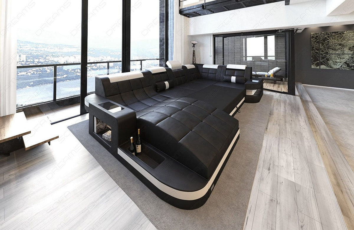 Designsofa Relax Wave U-Form aus Leder