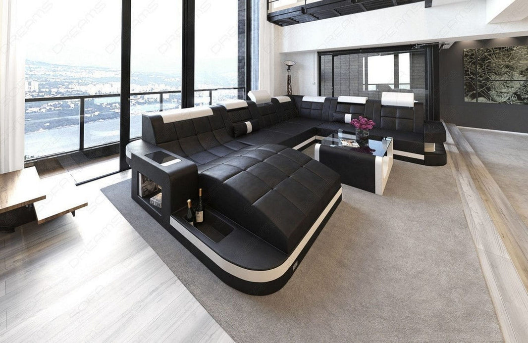 Wohnlandschaft Wave XXL U-Form in Leder