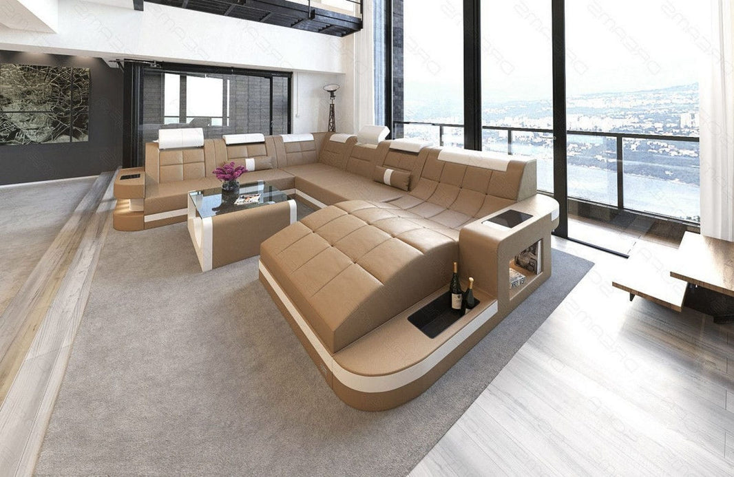 Wohnlandschaft Wave XXL U-Form in Leder