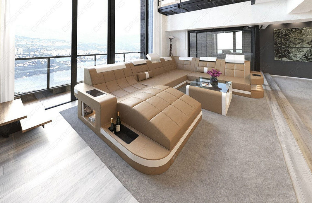 Wohnlandschaft Wave XXL U-Form in Leder