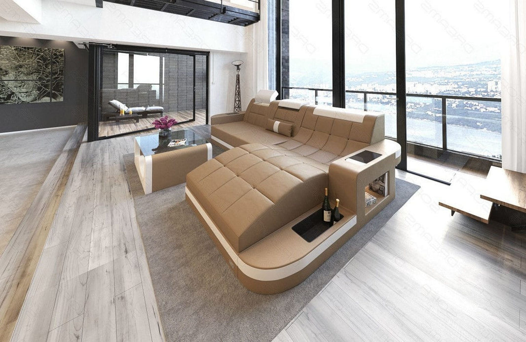 Mini Ecksofa Wave L-Form aus Leder