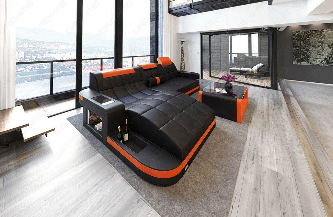 Mini Ecksofa Wave L-Form aus Leder