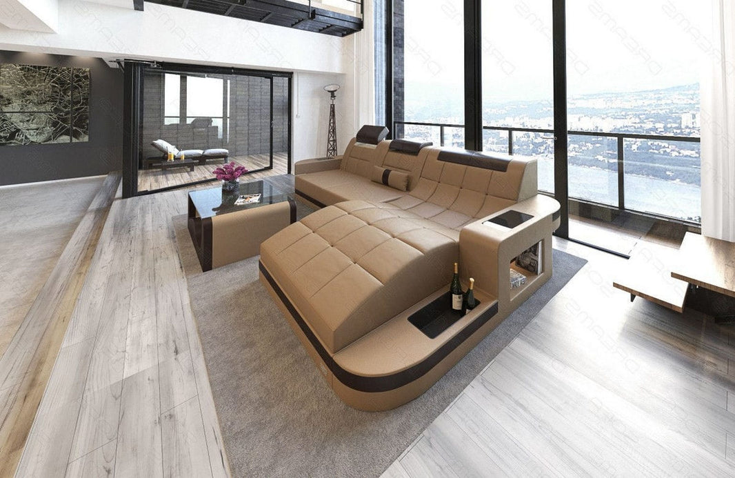 Mini Ecksofa Wave L-Form aus Leder