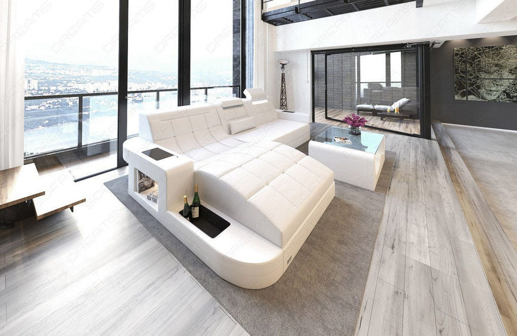 Mini Ecksofa Wave L-Form aus Leder
