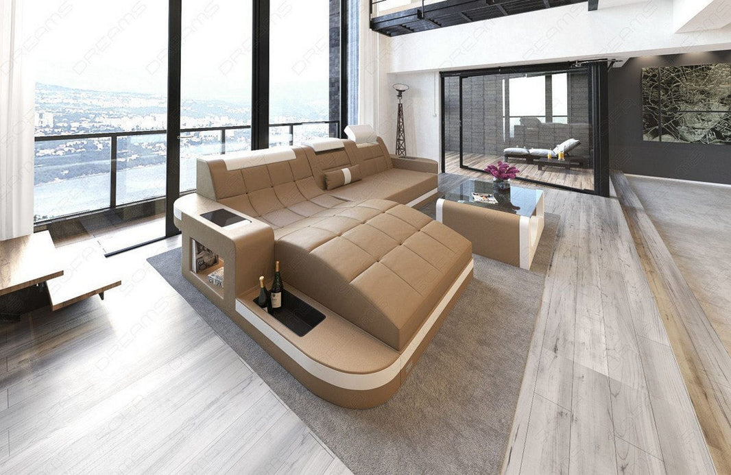 Mini Ecksofa Wave L-Form aus Leder