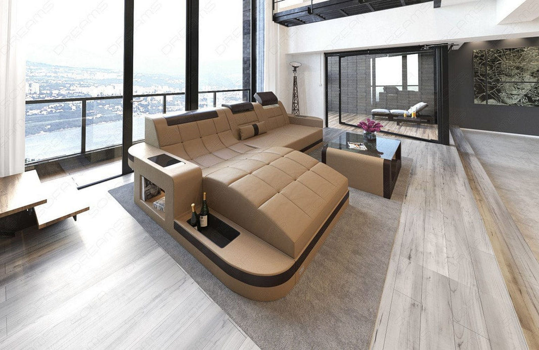 Mini Ecksofa Wave L-Form aus Leder