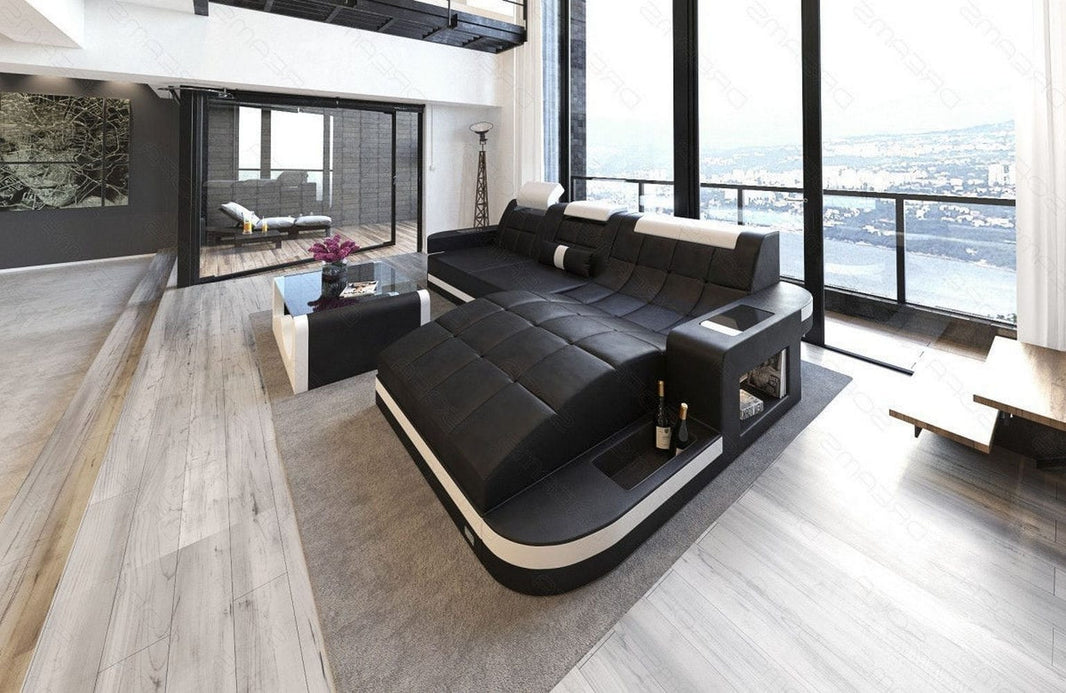 Mini Ecksofa Wave L Form aus Leder