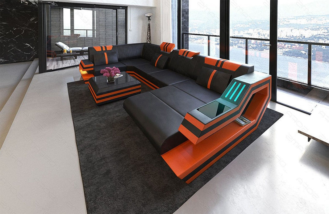 Wohnlandschaft Ravenna U-Form in Leder