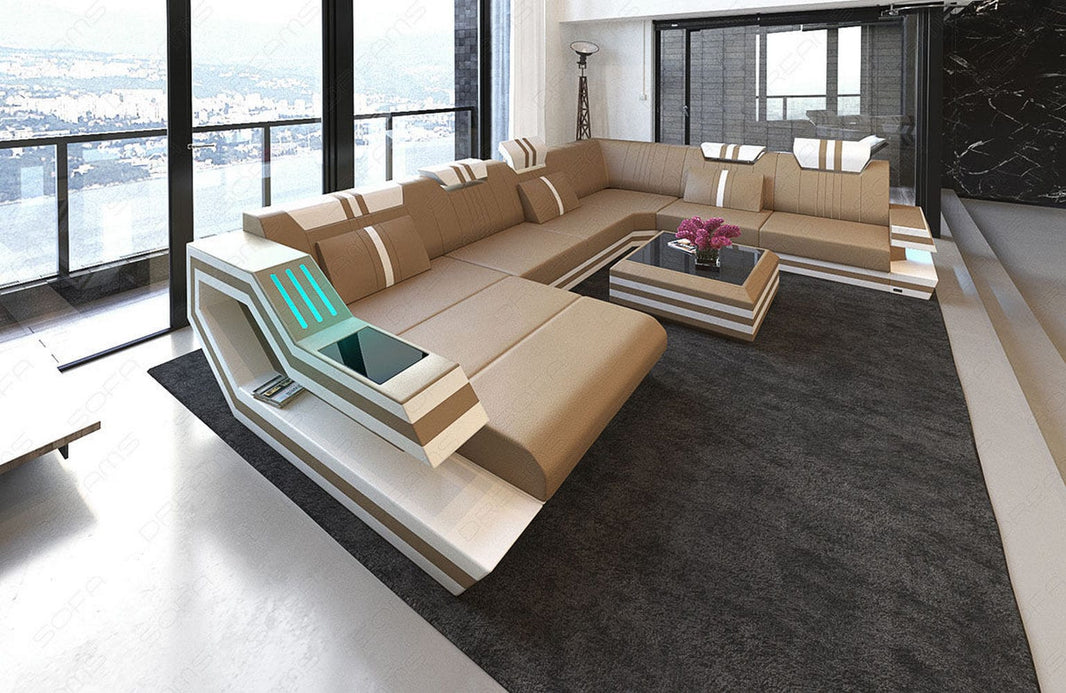 XXL Wohnlandschaft Ravenna U-Form aus Leder