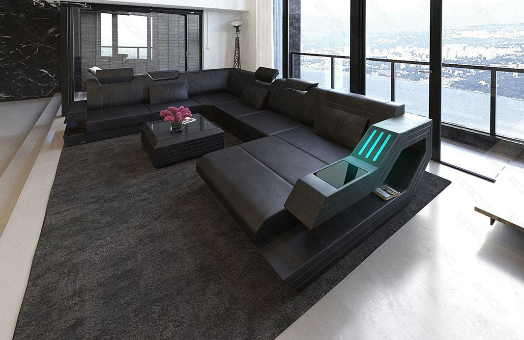XXL Wohnlandschaft Ravenna U-Form aus Leder