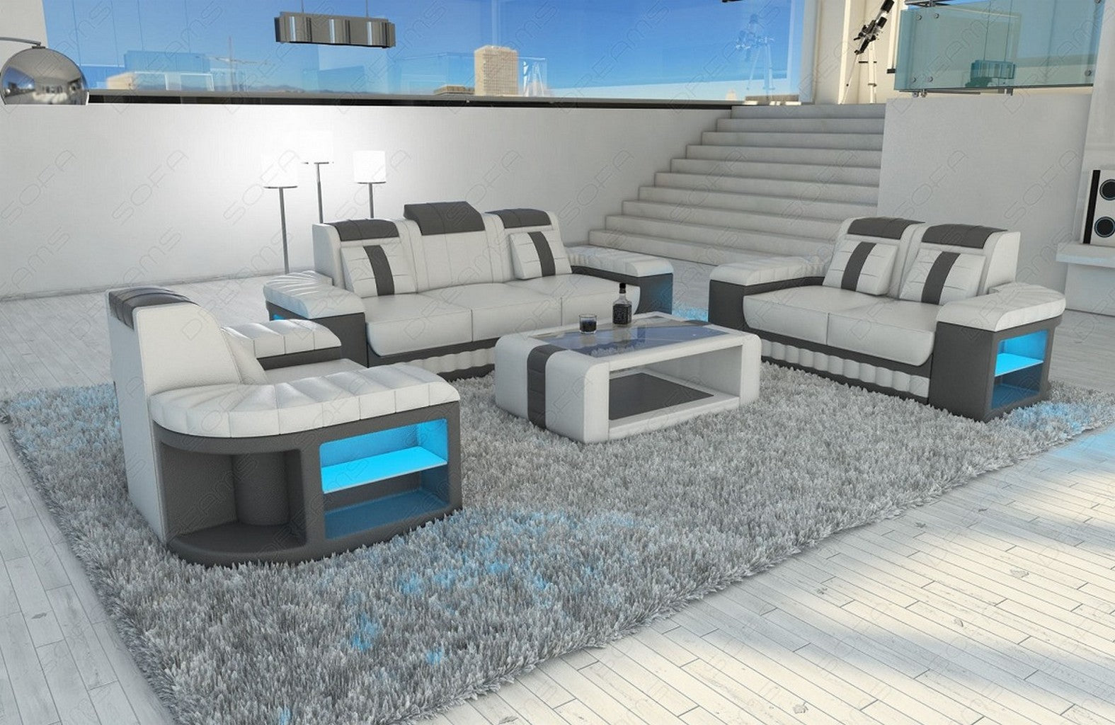 Design Sofagarnitur Bellagio 3er, 2er, 1er Set