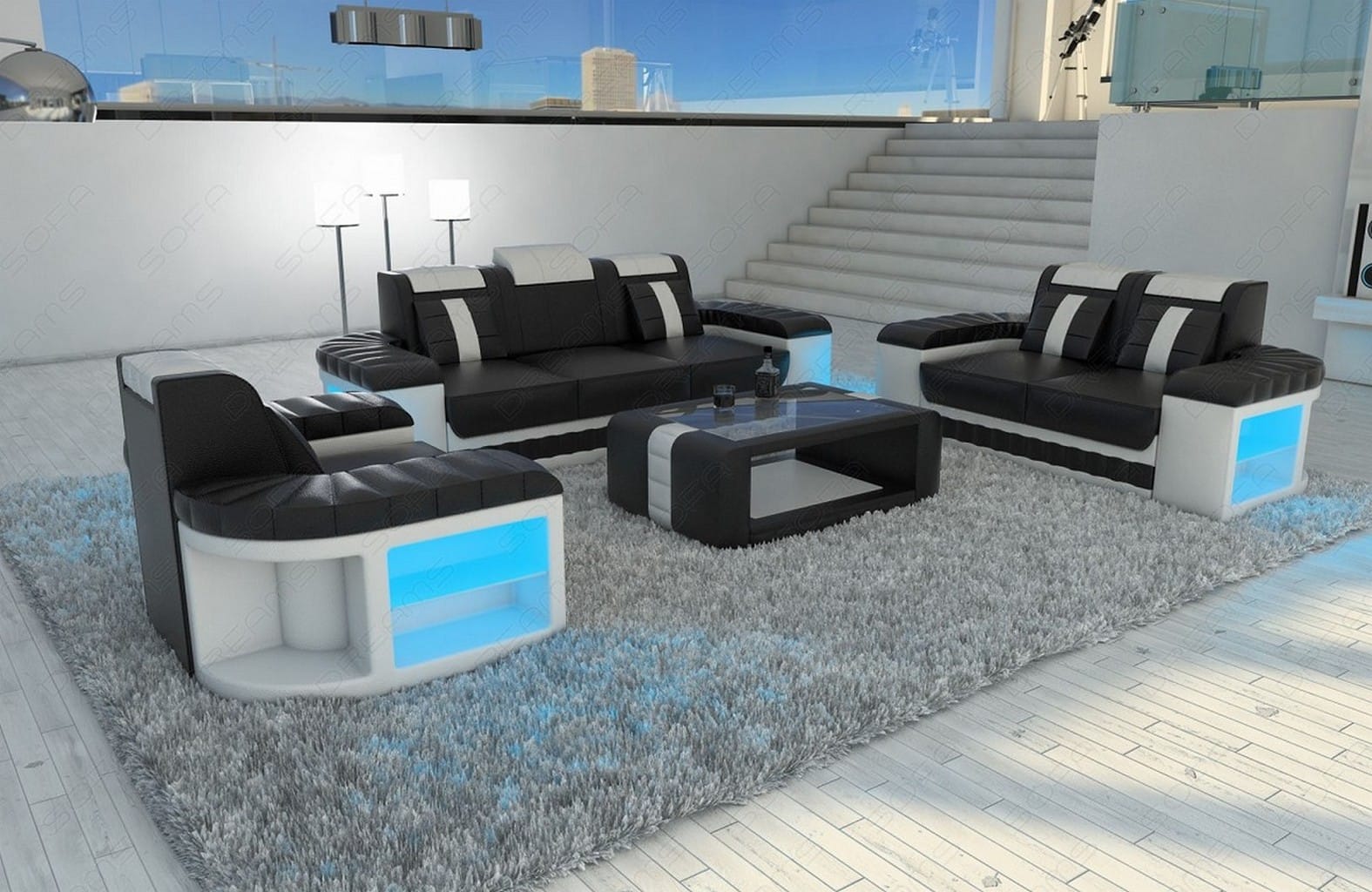 Design Sofagarnitur Bellagio 3er, 2er, 1er Set