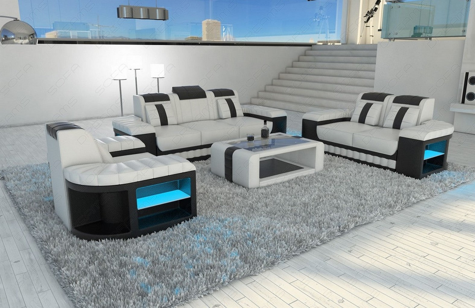 Design Sofagarnitur Bellagio 3er, 2er, 1er Set
