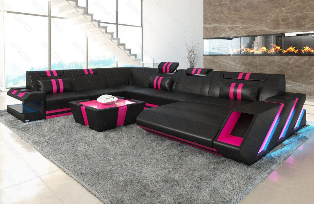 XXL Wohnlandschaft Apollonia U-Form aus Leder