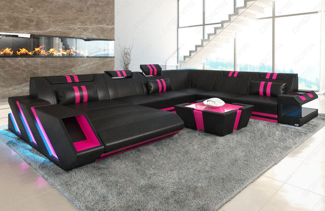 XXL Wohnlandschaft Apollonia U-Form aus Leder