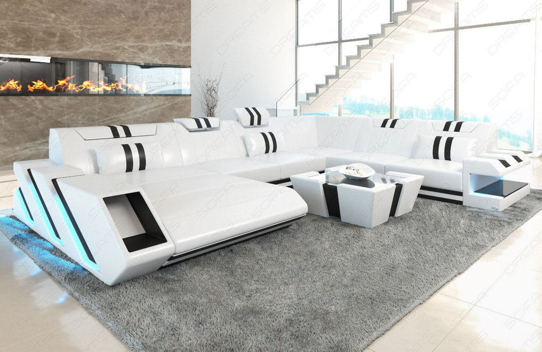 XXL Wohnlandschaft Apollonia U-Form aus Leder