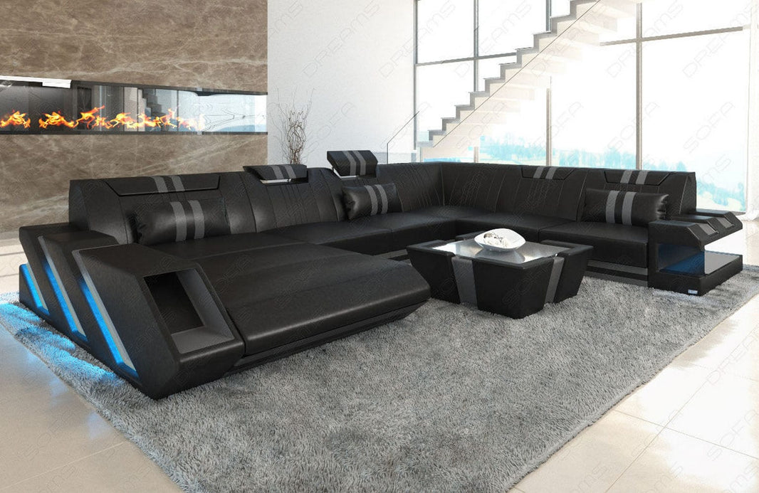 XXL Wohnlandschaft Apollonia U-Form aus Leder