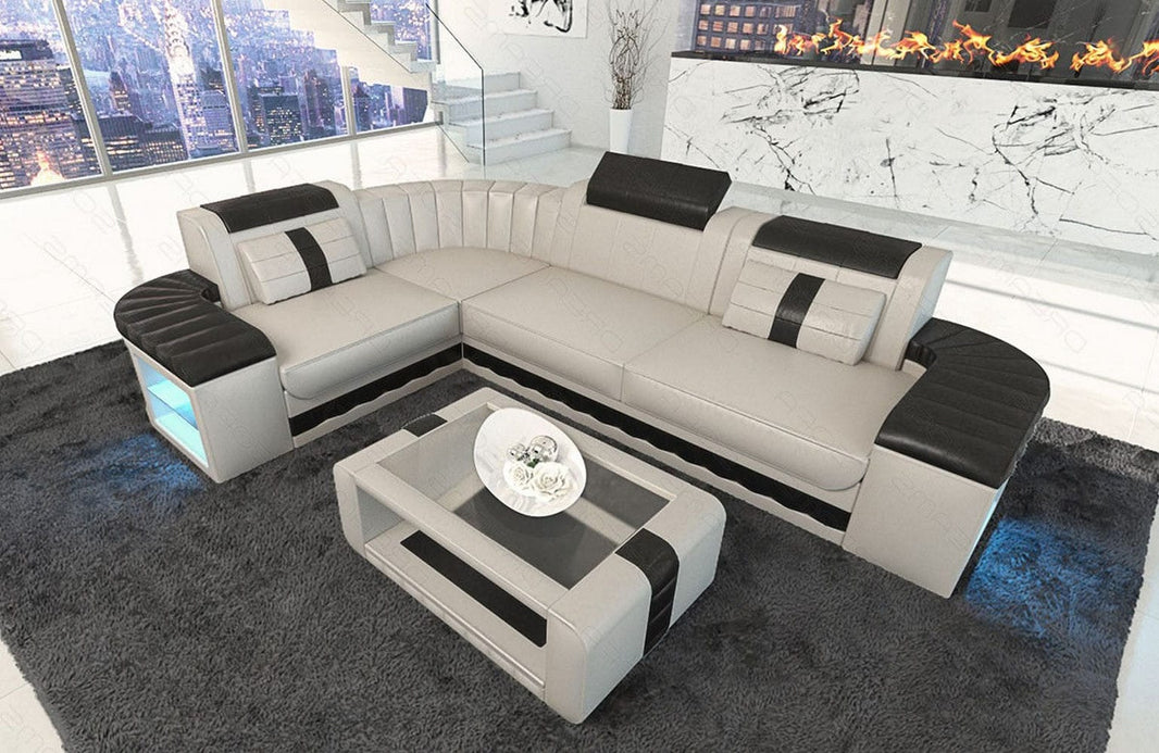 Mini Sofa Bergamo L-Form in Leder
