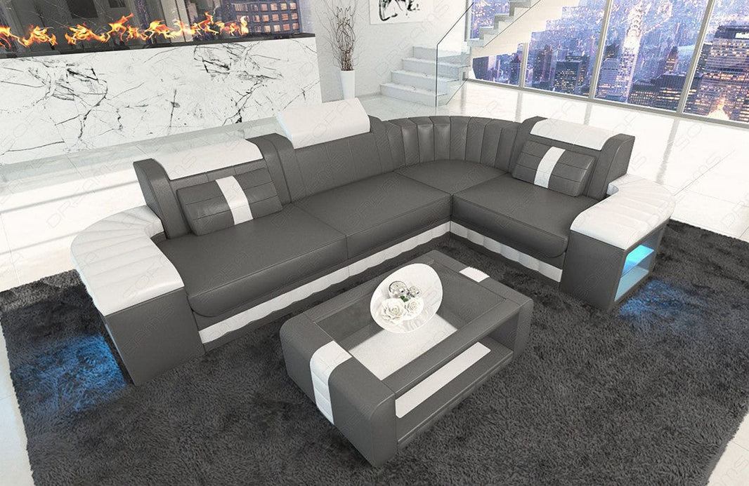 Mini Sofa Bergamo L-Form in Leder