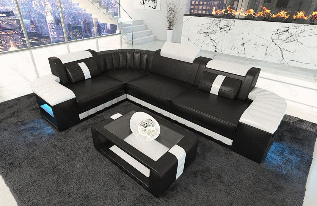 Mini Sofa Bergamo L-Form in Leder