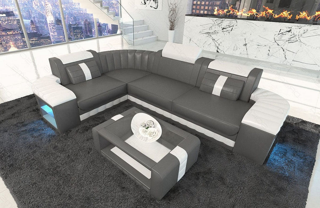 Mini Sofa Bergamo L-Form in Leder