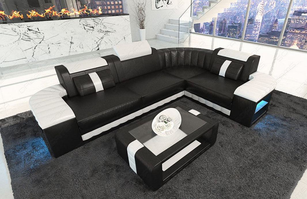 Designsofa Bergamo Eleganz L-Form aus Leder