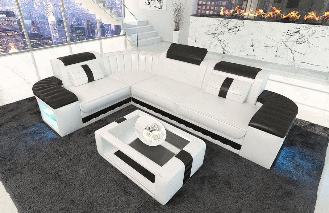 Designsofa Bergamo Eleganz L-Form aus Leder