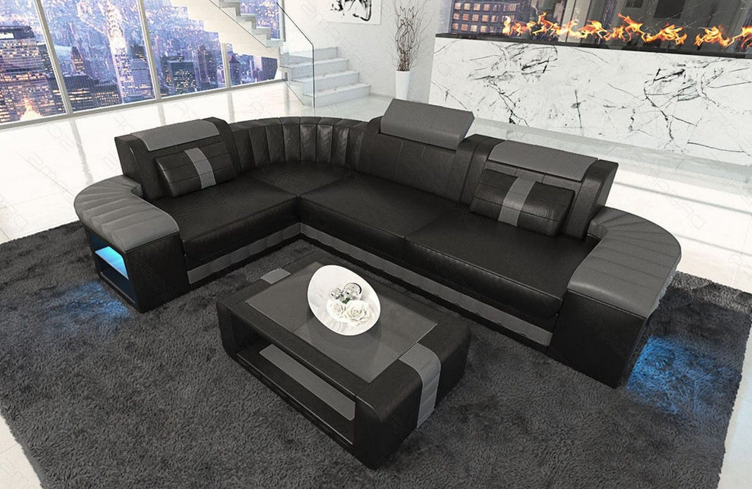 Designsofa Bergamo Eleganz L-Form aus Leder