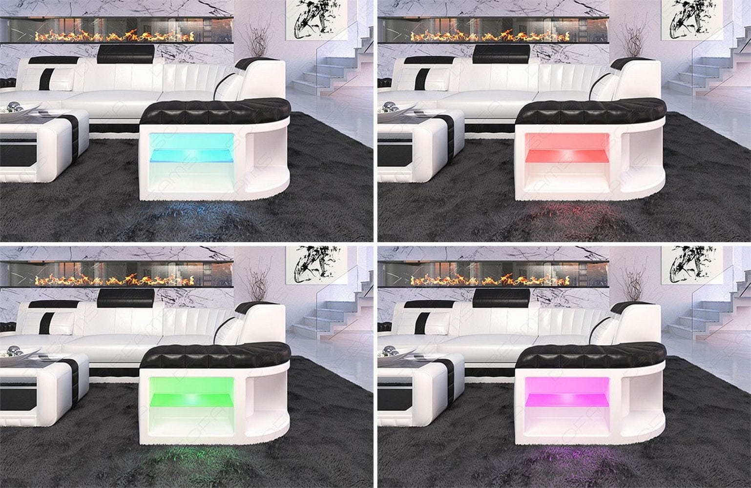 Designsofa Bergamo Eleganz L-Form aus Leder schwarz-grau