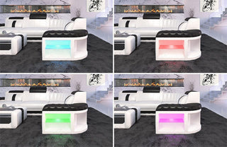 Designsofa Bergamo Eleganz L-Form aus Leder schwarz-grau