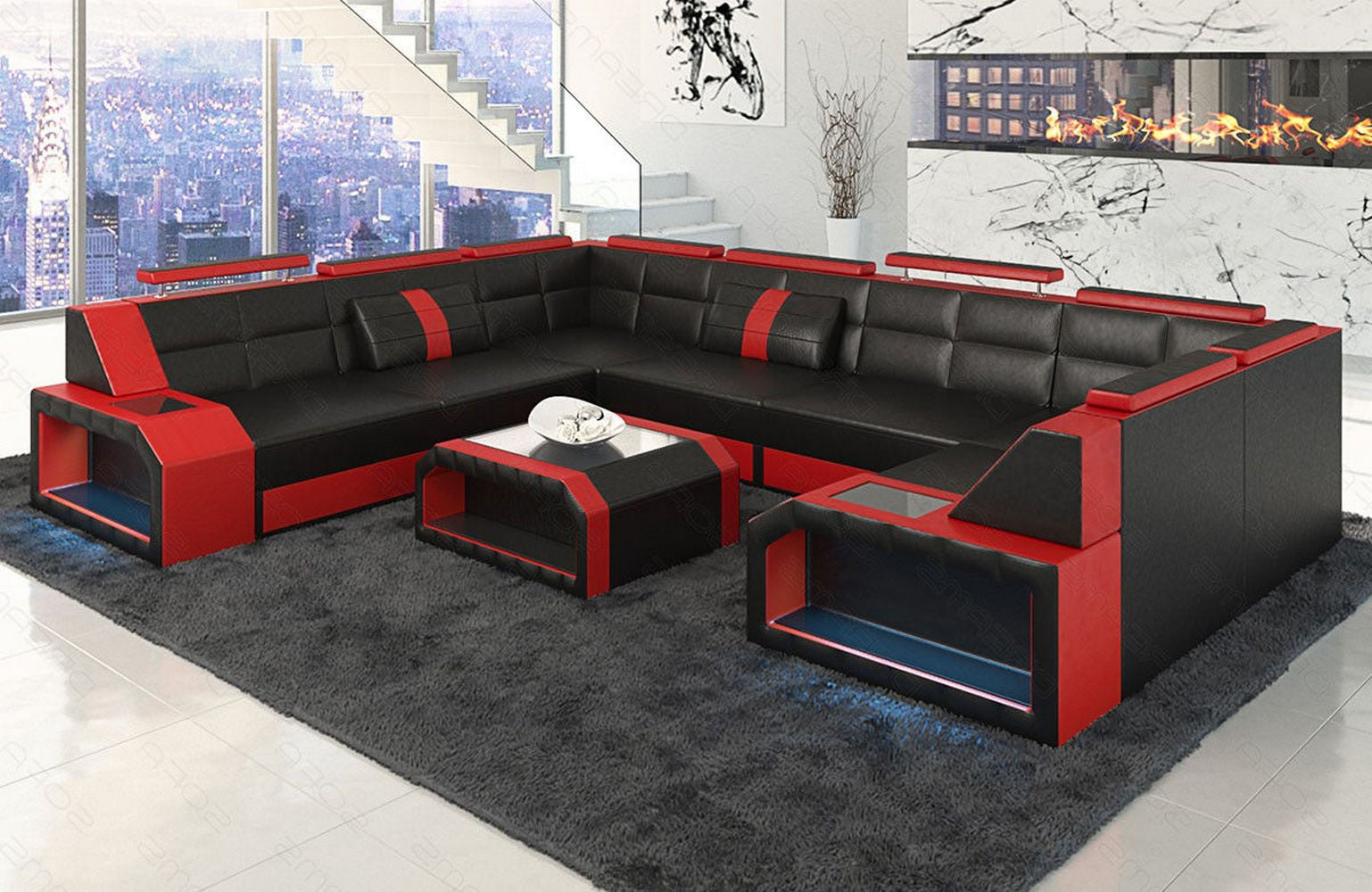 Eckcouch Pesaro aus Leder