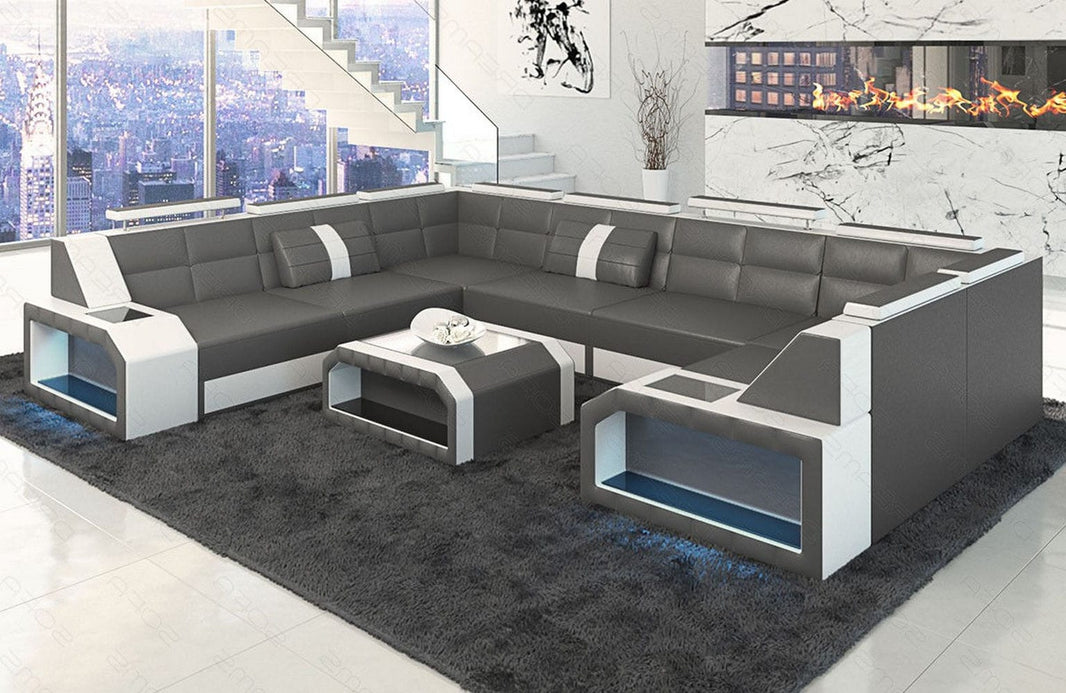 Wohnlandschaft Pesaro U-Form aus Leder