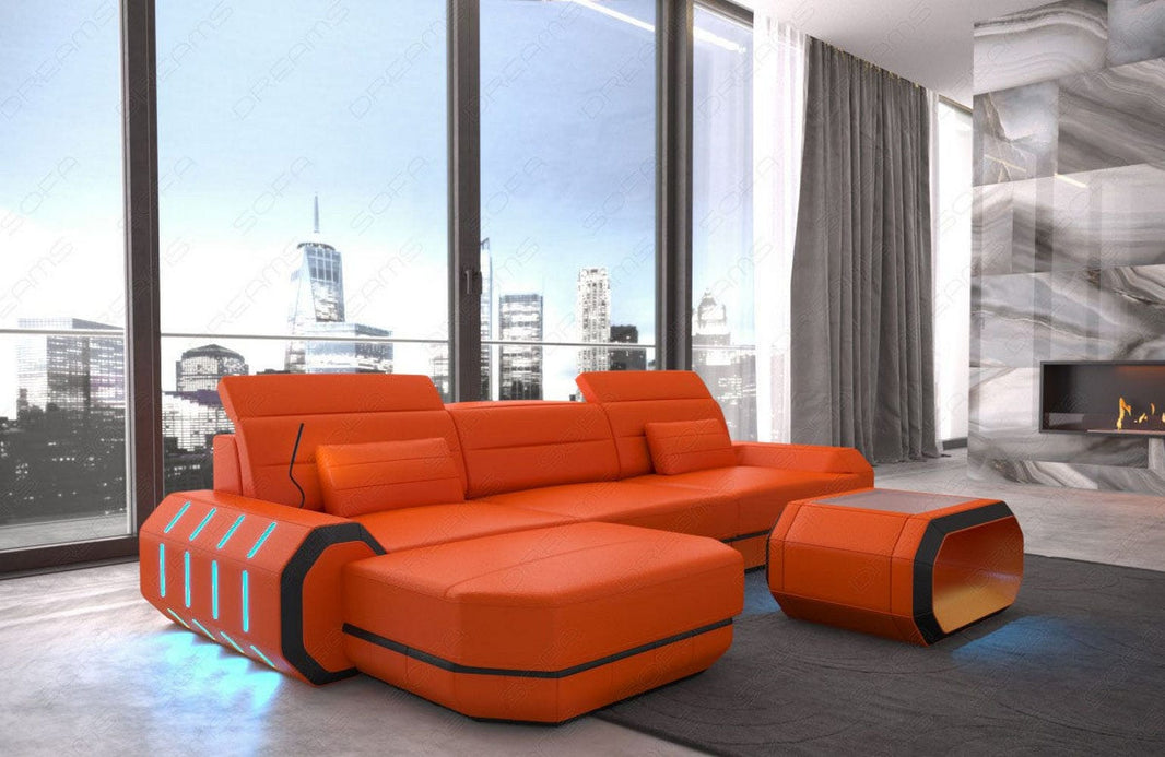 Mini Couch Roma L-Form in Leder
