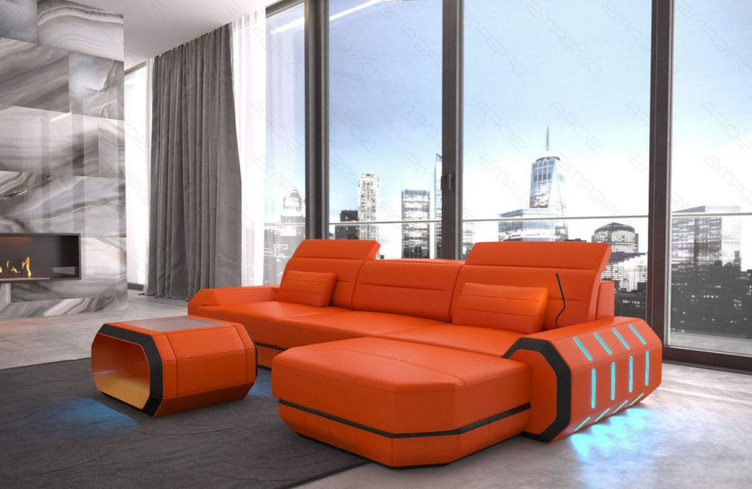 Mini Couch Roma L-Form in Leder