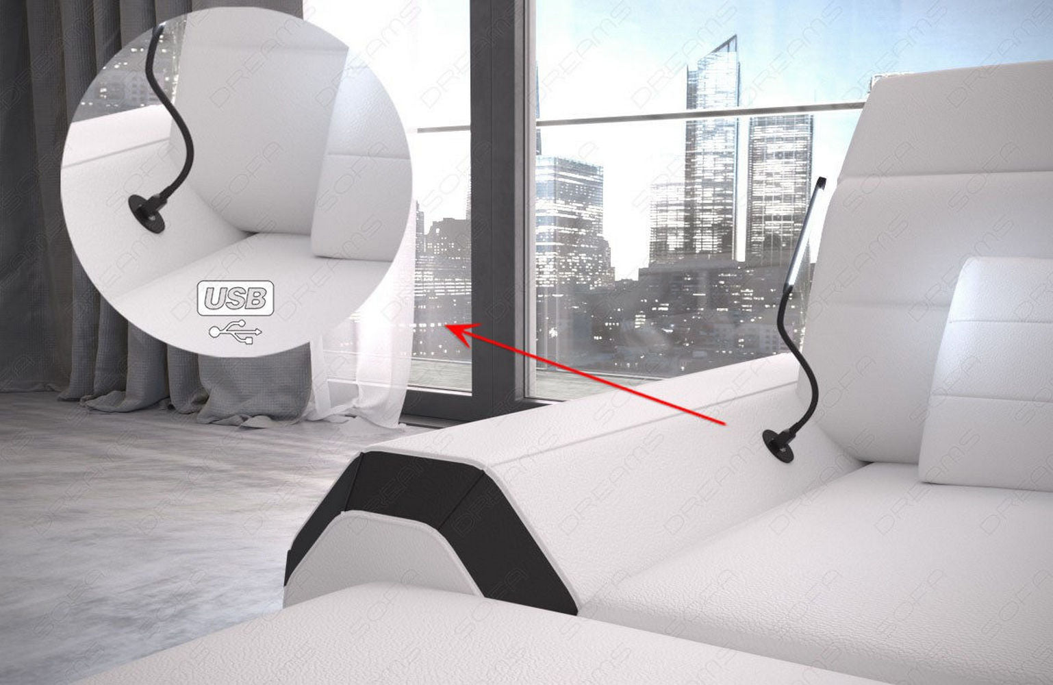 Designersofa Roma L-Form mit LED – Modern