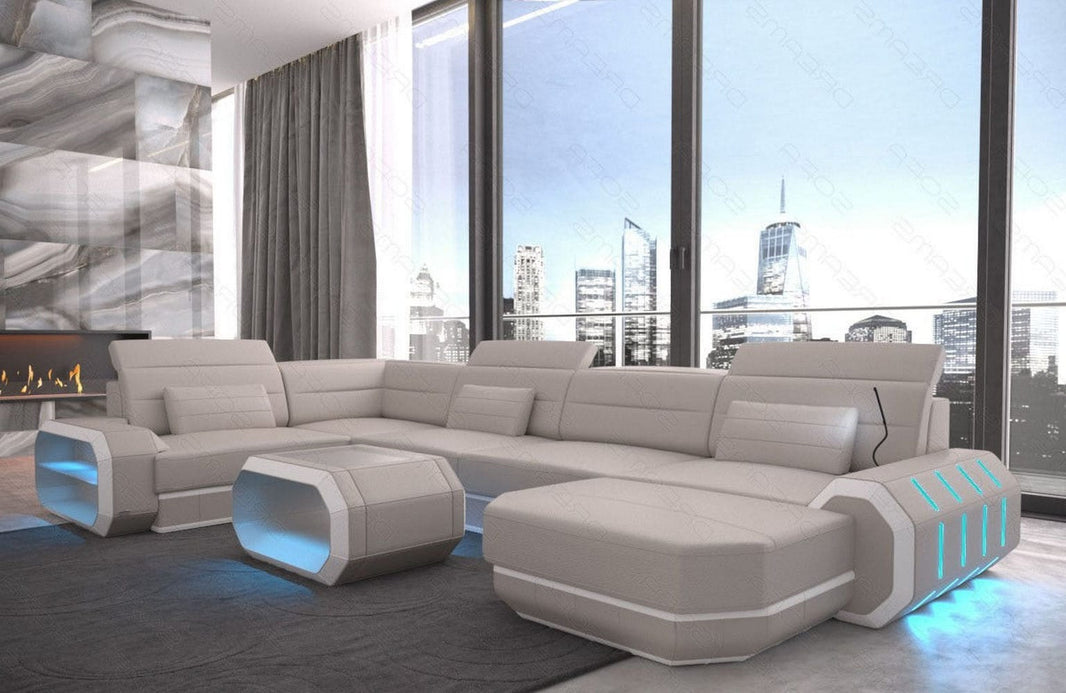 Mini Wohnlandschaft Roma XL U-Form in Leder