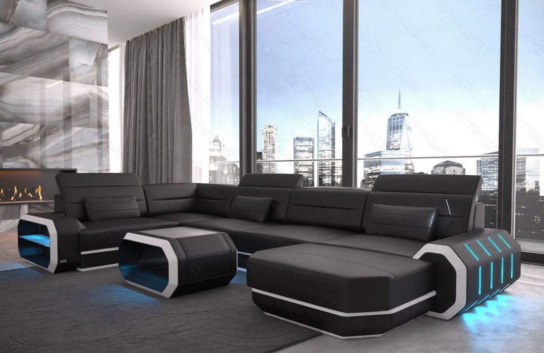 Wohnlandschaft Roma XL U-Form in Leder