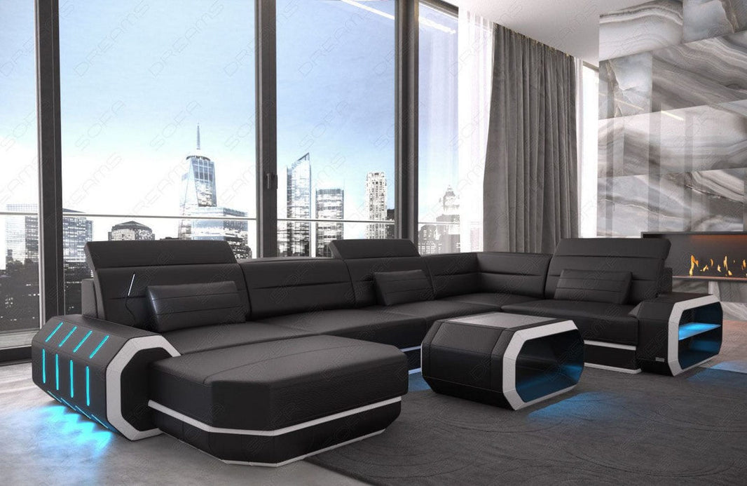 Wohnlandschaft Roma XL U-Form in Leder