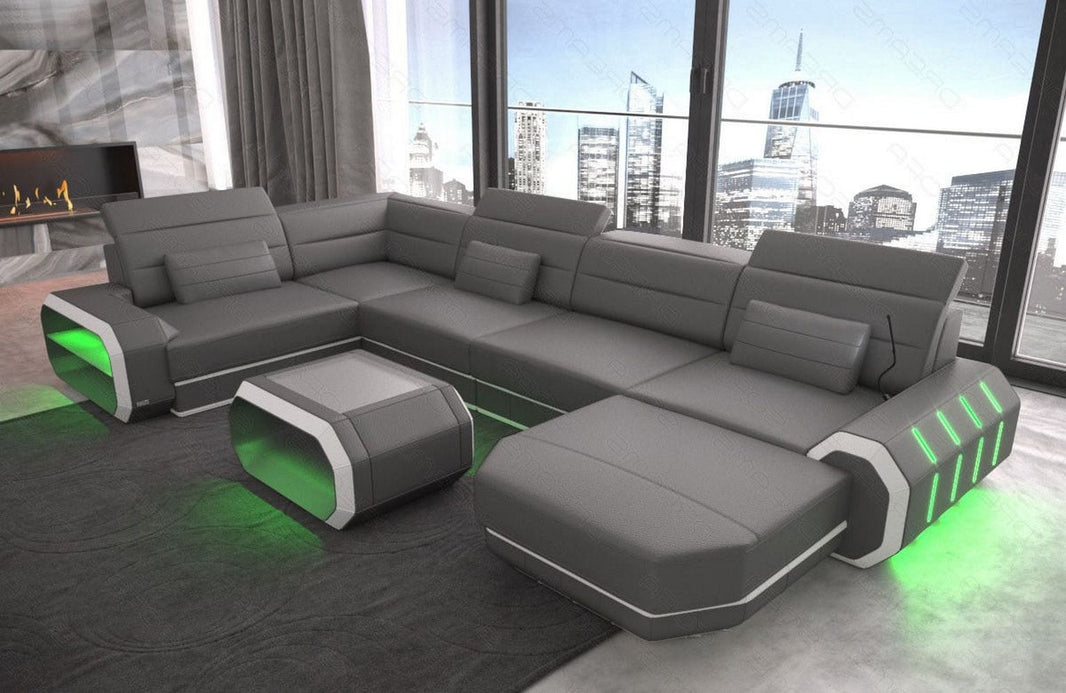 Wohnlandschaft Roma XL U-Form in Leder