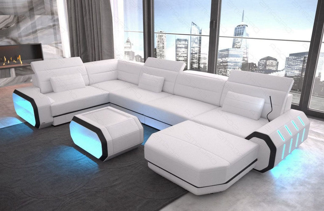 Wohnlandschaft Roma XL U-Form in Leder